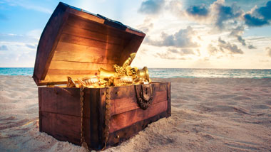 Treasure chest on a beach